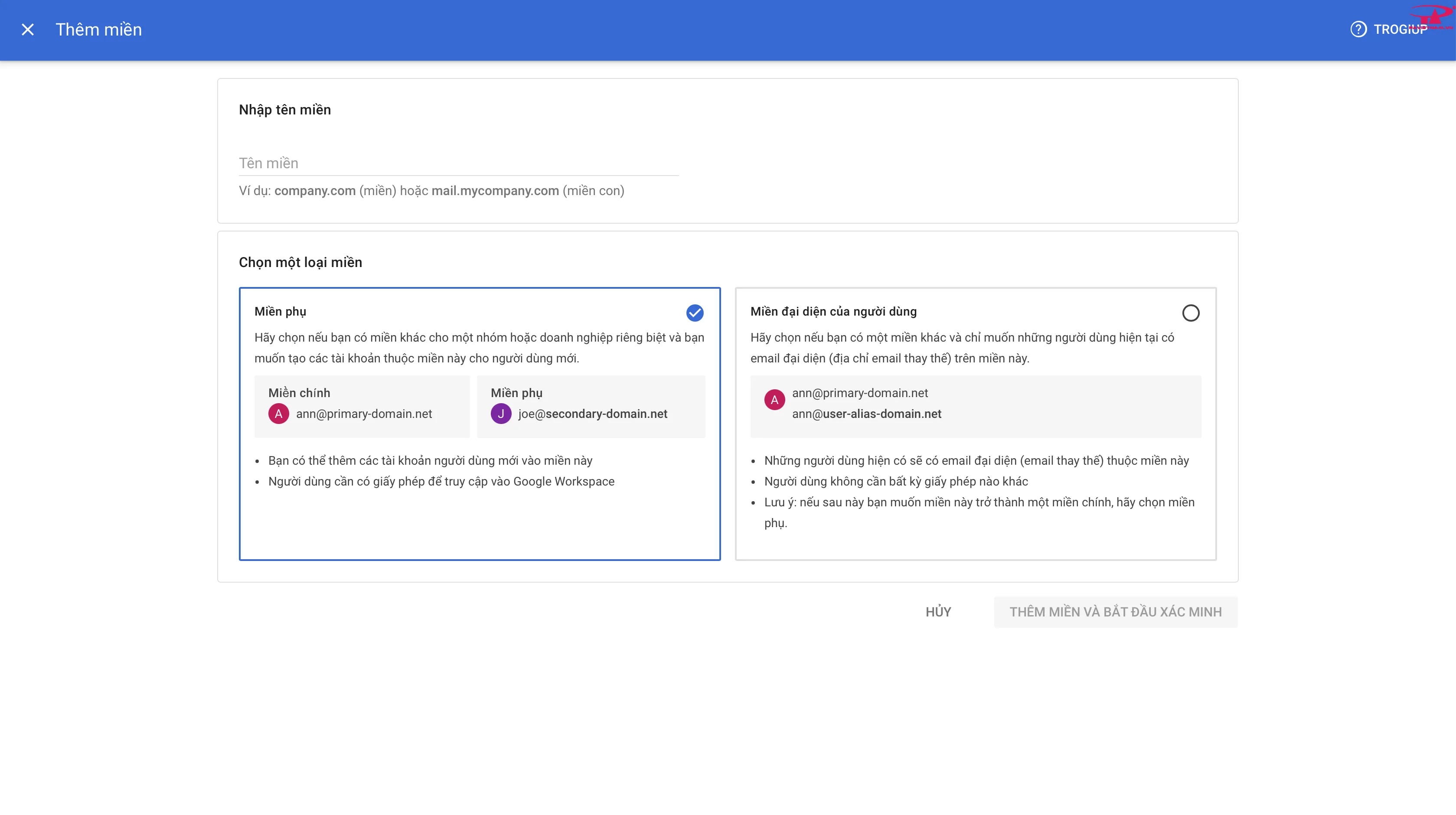 Hướng dẫn thay đổi domain chính dịch vụ Google Workspace