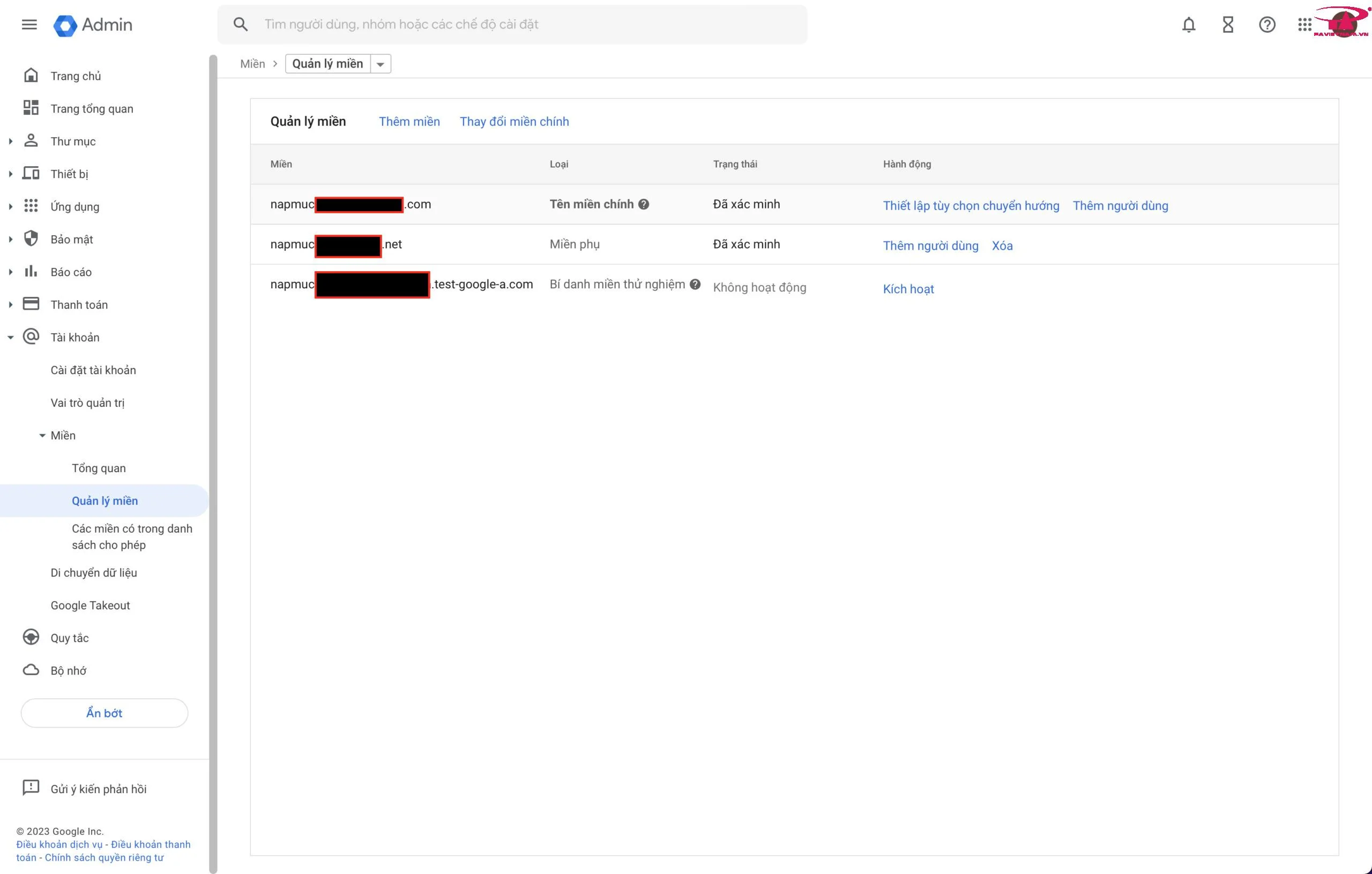 Hướng dẫn thay đổi domain chính dịch vụ Google Workspace