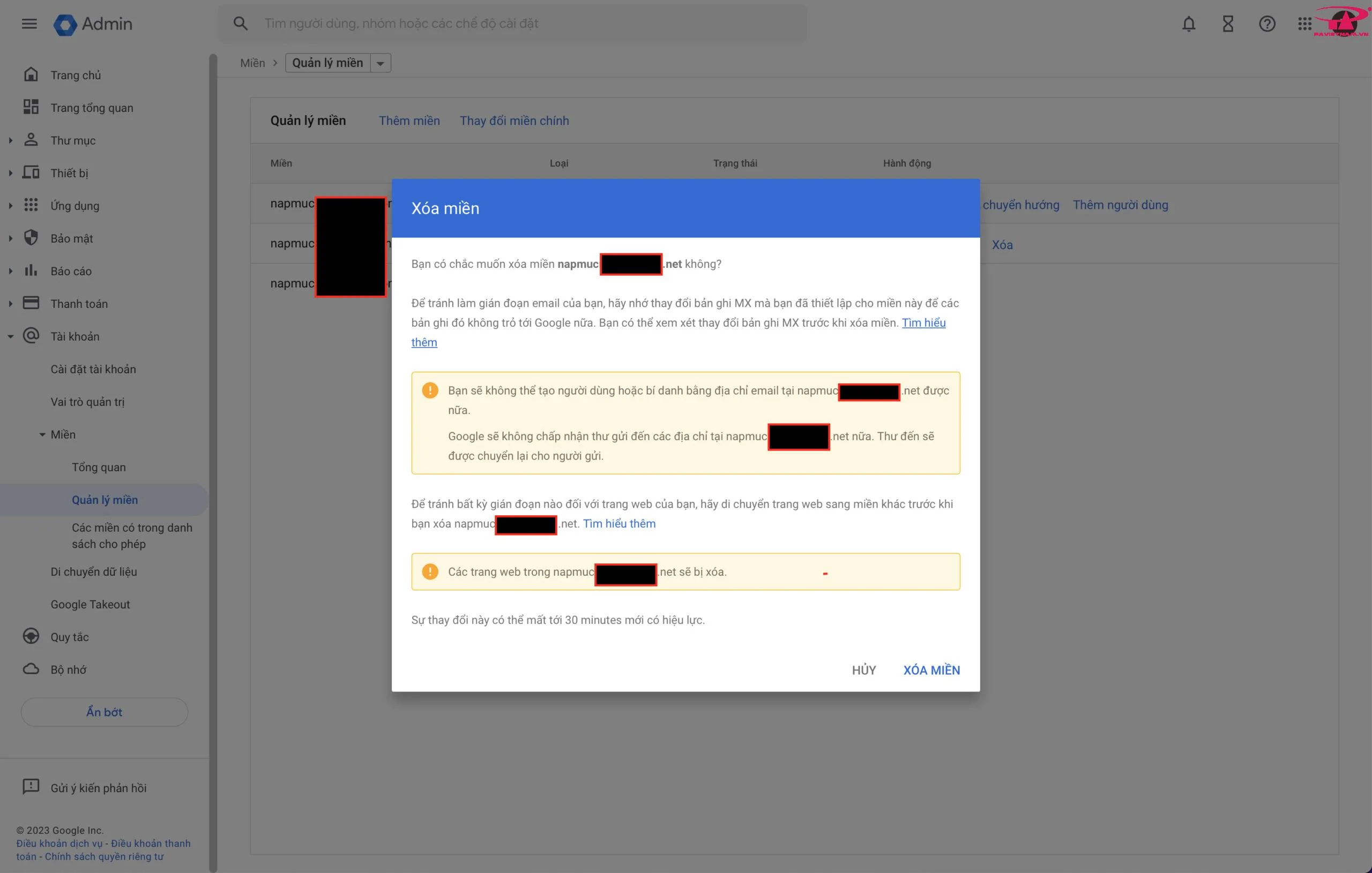 Hướng dẫn thay đổi domain chính dịch vụ Google Workspace