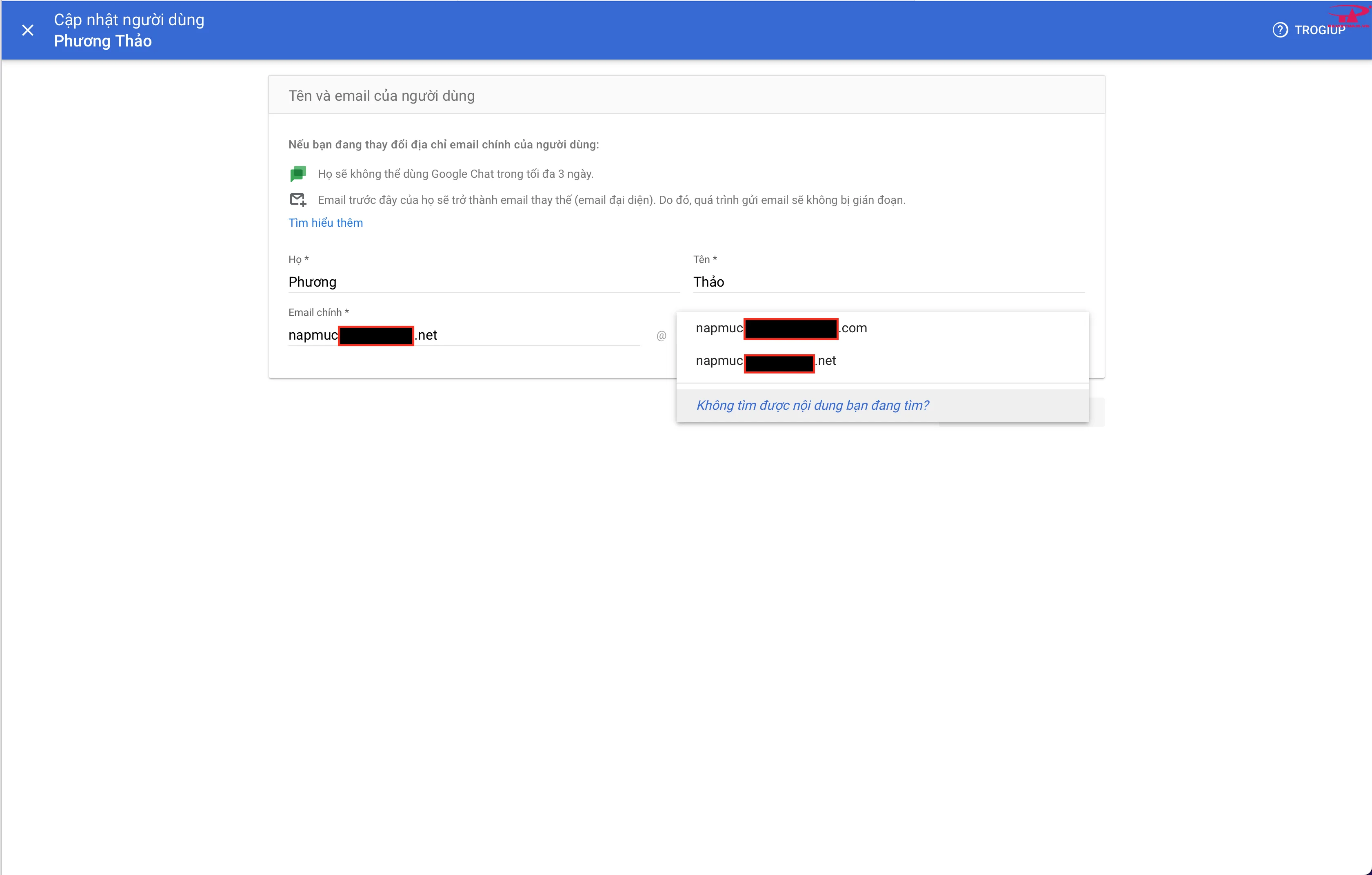 Hướng dẫn thay đổi domain chính dịch vụ Google Workspace