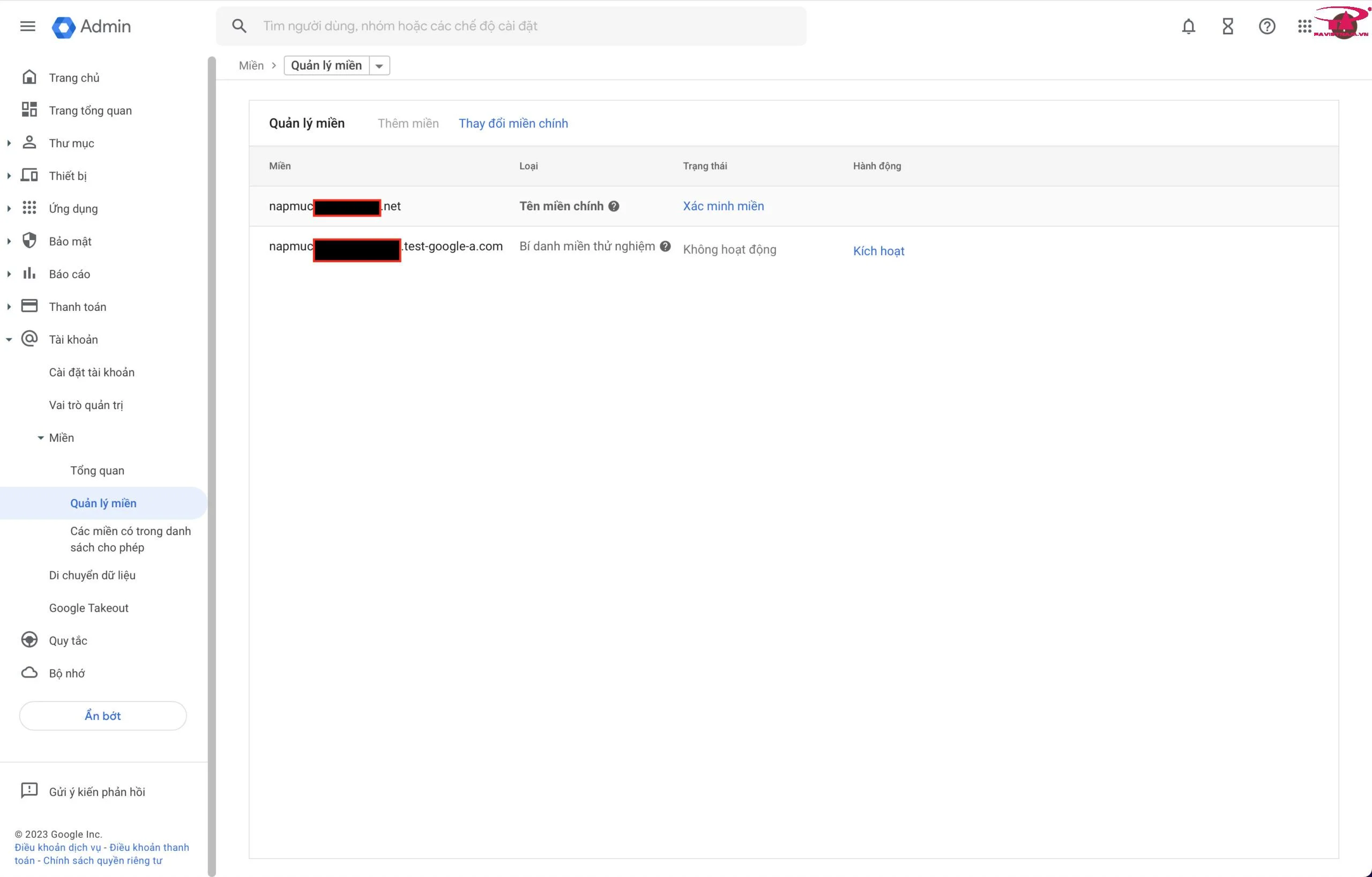 Hướng dẫn thay đổi domain chính dịch vụ Google Workspace